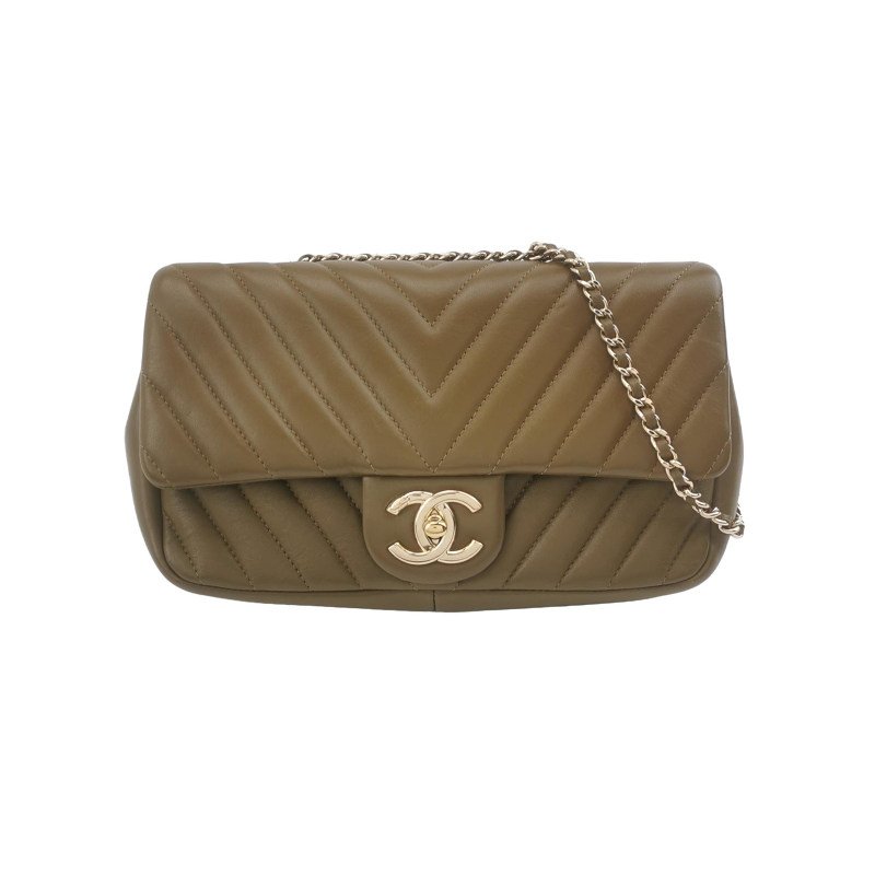 Chanel Classic Flap 季節限定款 羊皮 純色 V紋 絎縫 雙C扣 皮穿鏈 斜背包 單肩包-0