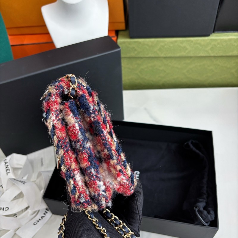 Chanel 秀款粗花呢格纹woc链条包 肩背包-4