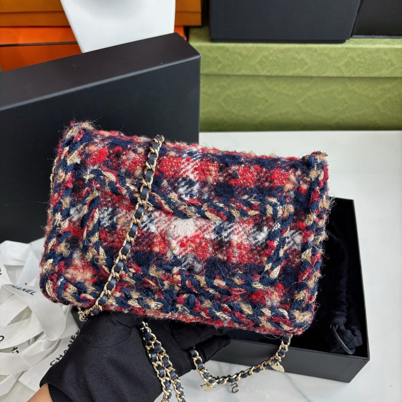 Chanel 秀款粗花呢格纹woc链条包 肩背包-5