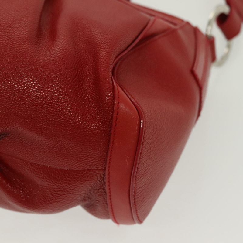 【日本直送】BVLGARI 斜背包 皮革 紅色 銀色 正品 139061-16