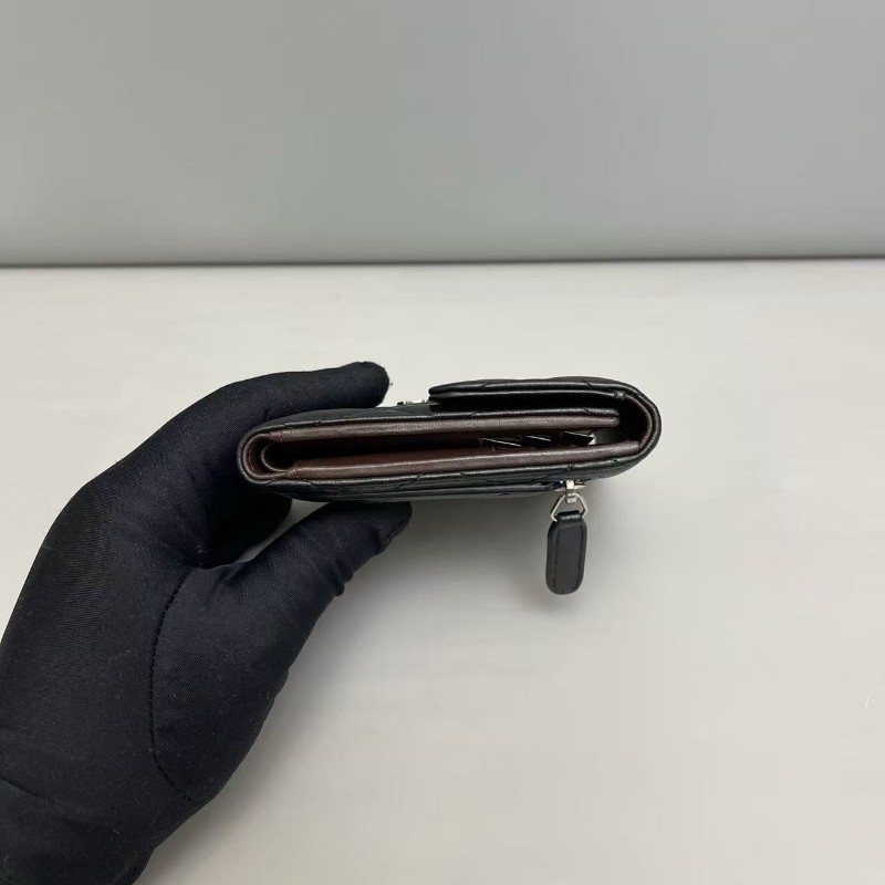 Chanel香奈兒 cf黑銀全皮菱格三折錢包 銀包-2