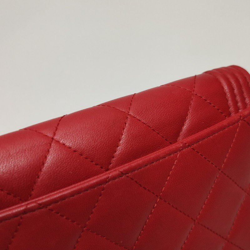 Chanel Boy Bag 羊皮 純色 菱格 方形 雙C 鎖扣 單肩包-21