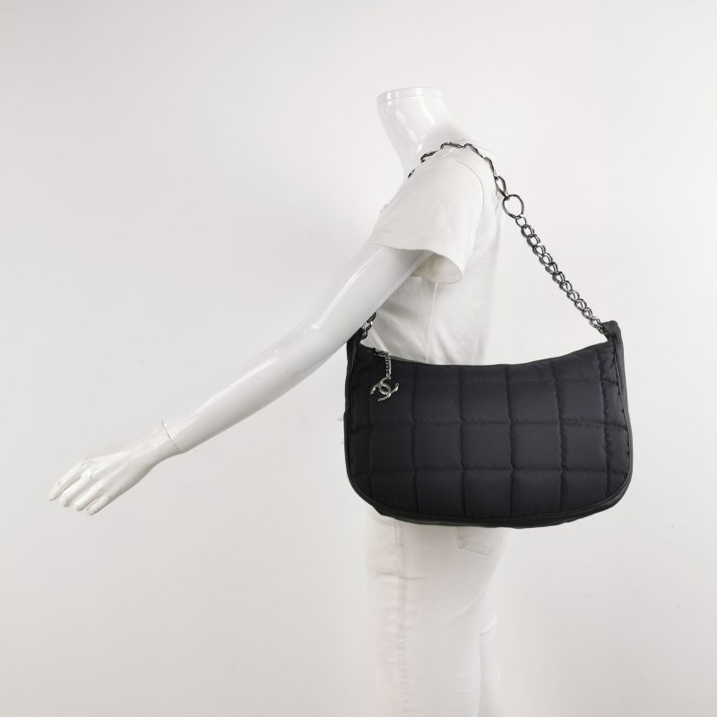 Chanel 牛皮 尼龍布 冰格 字母 雙C 中古 單肩包-1