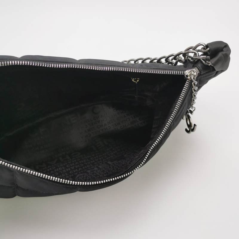 Chanel 牛皮 尼龍布 冰格 字母 雙C 中古 單肩包-6