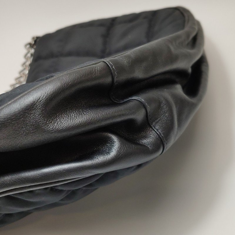 Chanel 牛皮 尼龍布 冰格 字母 雙C 中古 單肩包-13