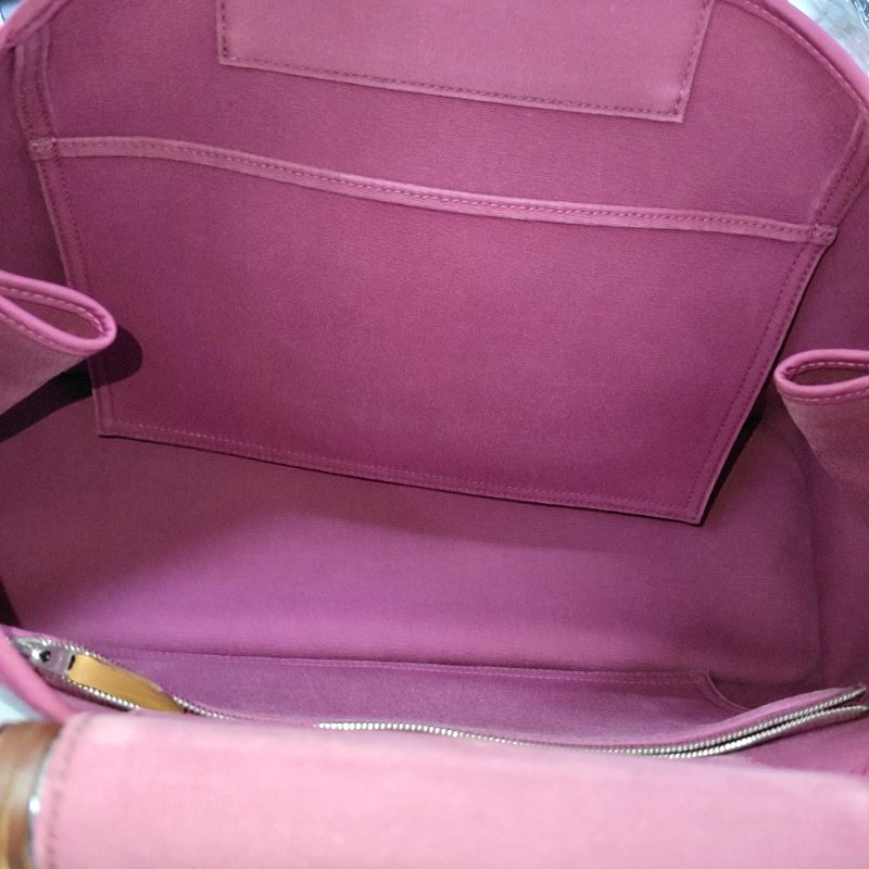 HERMÈS Cabag 39 玉蘭粉帆布肩背包 手提包銀色五金 框R刻-6