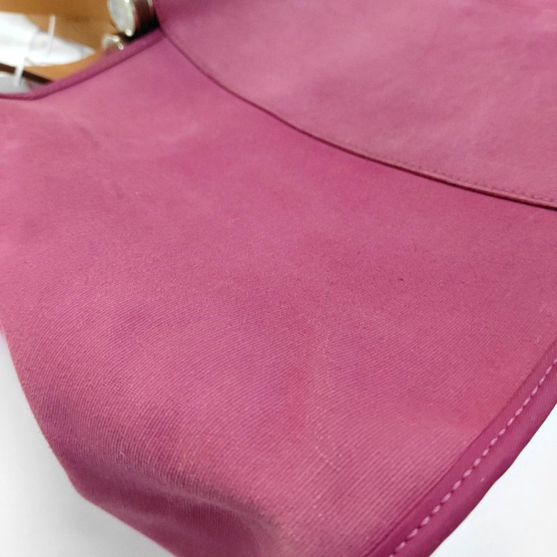 HERMÈS Cabag 39 玉蘭粉帆布肩背包 手提包銀色五金 框R刻-12