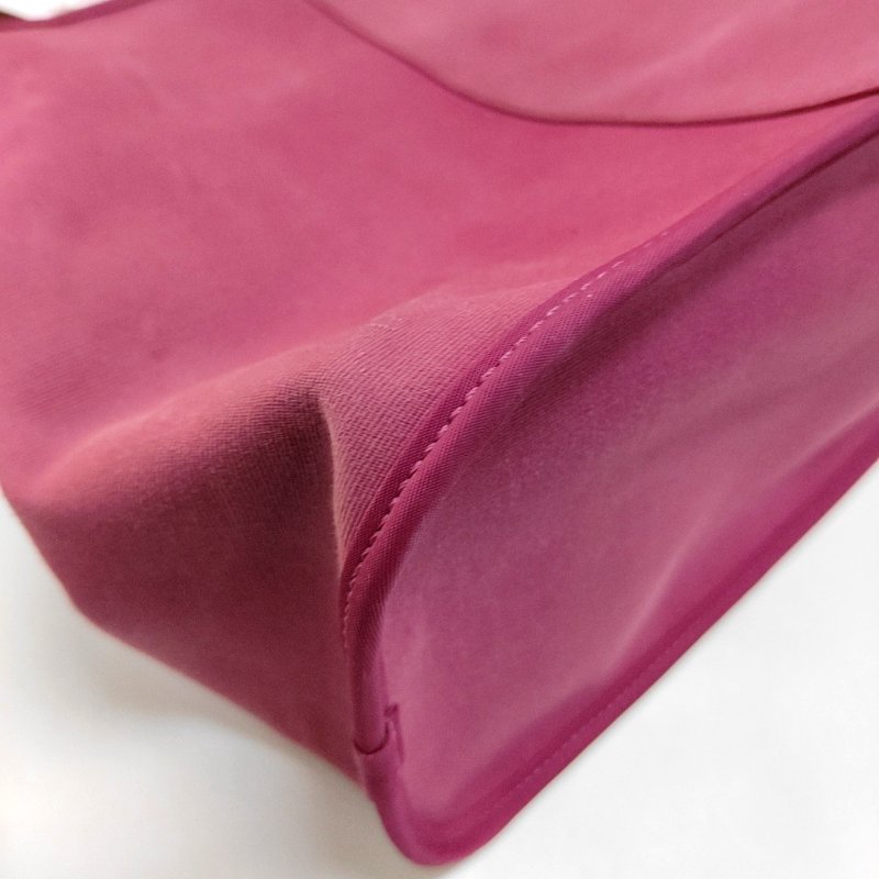 HERMÈS Cabag 39 玉蘭粉帆布肩背包 手提包銀色五金 框R刻-13