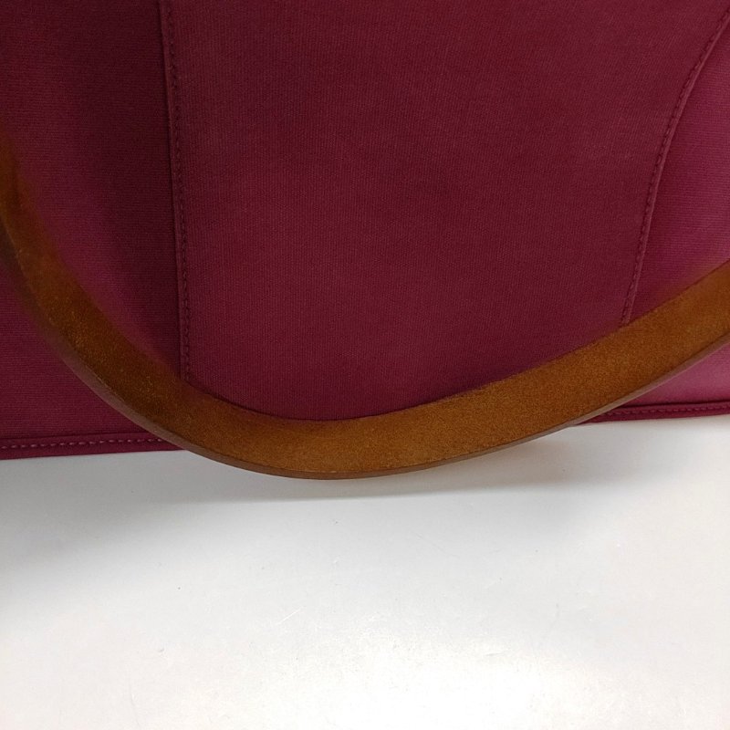 HERMÈS Cabag 39 玉蘭粉帆布肩背包 手提包銀色五金 框R刻-15