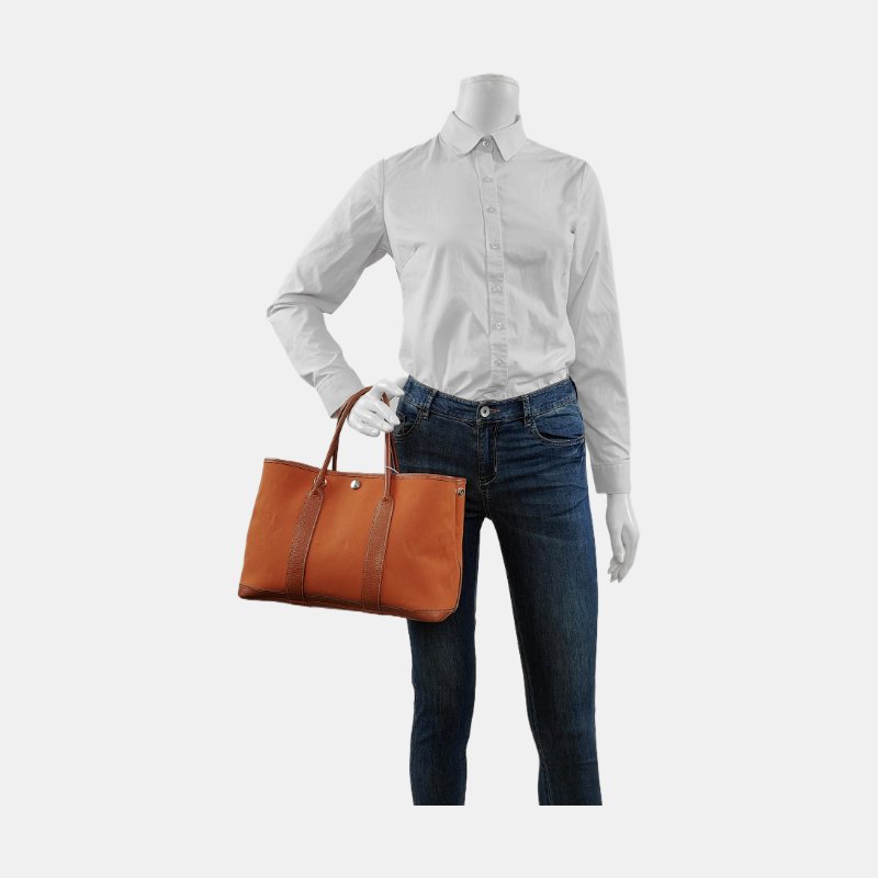 HERMÈS Garden Party 30 愛馬仕橙帆布花園包手提包 框I刻-1
