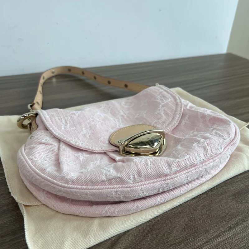 LV SUNSET粉色單寧金扣手提元寶包芯片款 27*18*3 99新配件塵袋-6