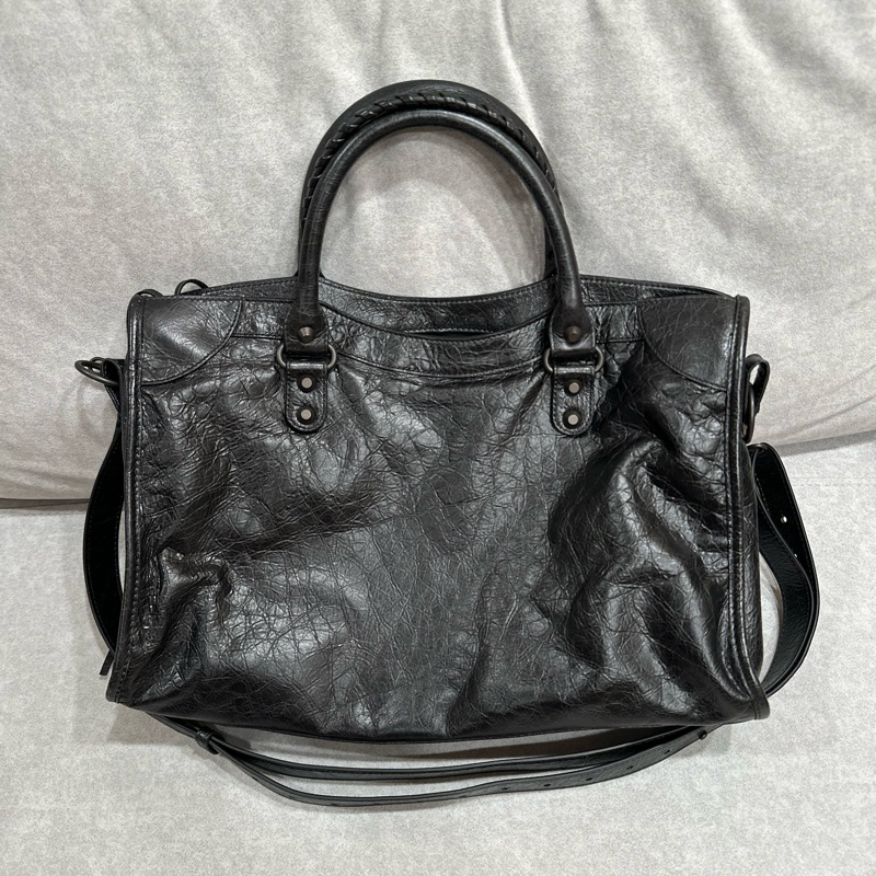 Balenciaga巴黎世家 機車包 le city medium 黑-1