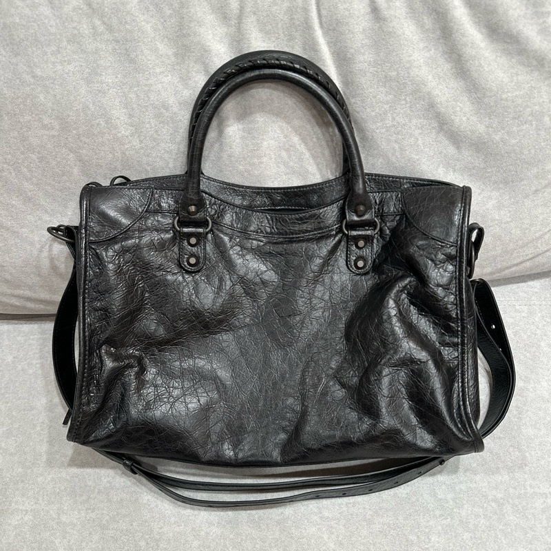 Balenciaga巴黎世家 機車包 le city medium 黑-7