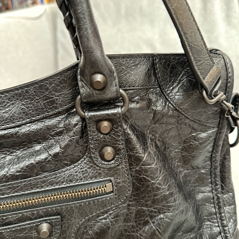 Balenciaga巴黎世家 機車包 le city medium 黑-10