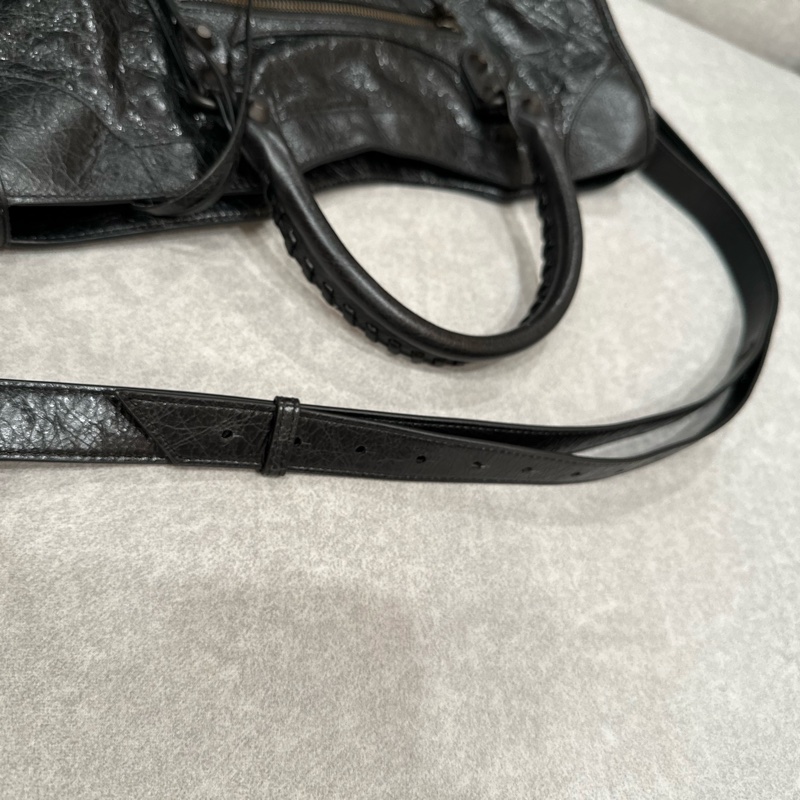 Balenciaga巴黎世家 機車包 le city medium 黑-12