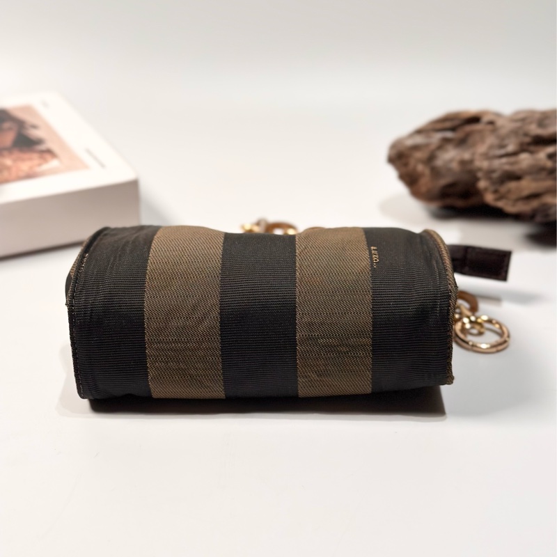 Fendi vintage 日本二手 中古復古古董 經典條紋老花 肩背包 側背包 手提包-2