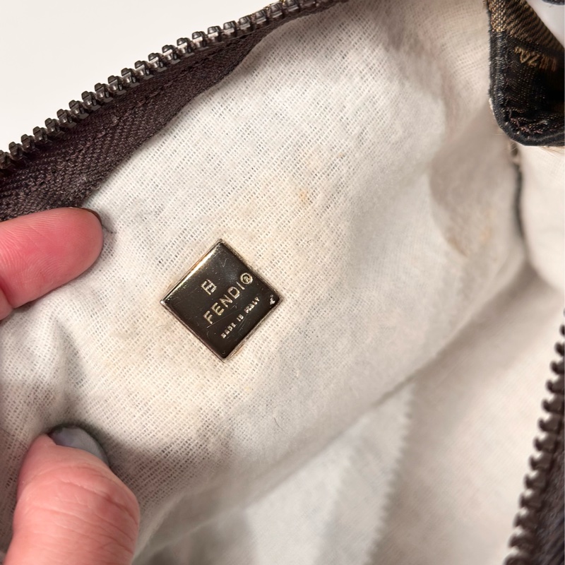 Fendi vintage 日本二手 中古復古古董 經典條紋老花 肩背包 側背包 手提包-7