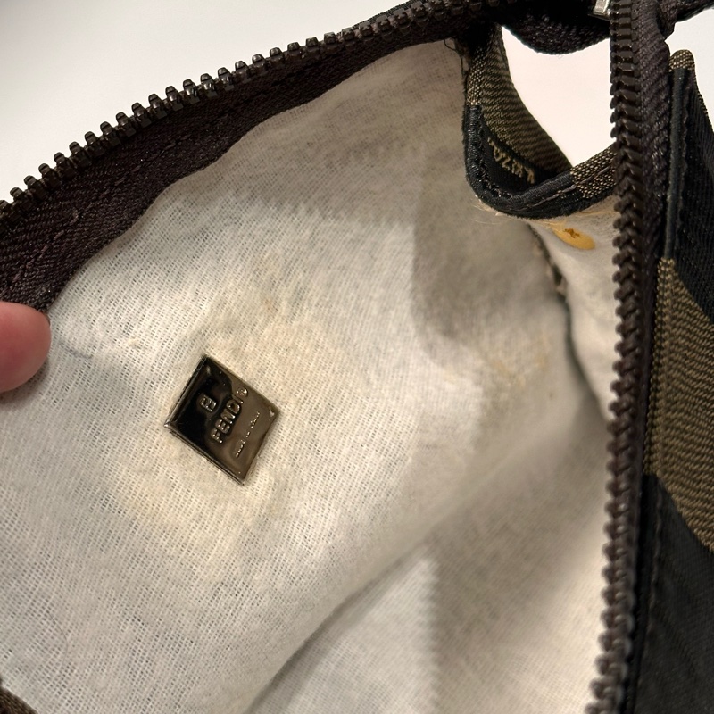Fendi vintage 日本二手 中古復古古董 經典條紋老花 肩背包 側背包 手提包-10