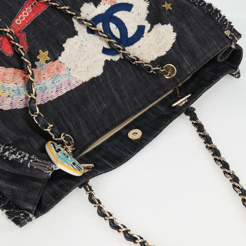 【日本直送】香奈兒 (CHANEL) 絎縫鏈條單背包，牛仔藍/海軍藍/銀色雙C標誌，貨號 122424SM-5