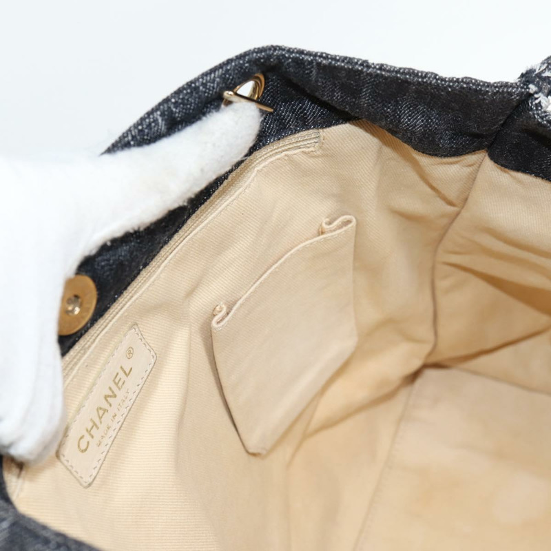 【日本直送】香奈兒 (CHANEL) 絎縫鏈條單背包，牛仔藍/海軍藍/銀色雙C標誌，貨號 122424SM-21