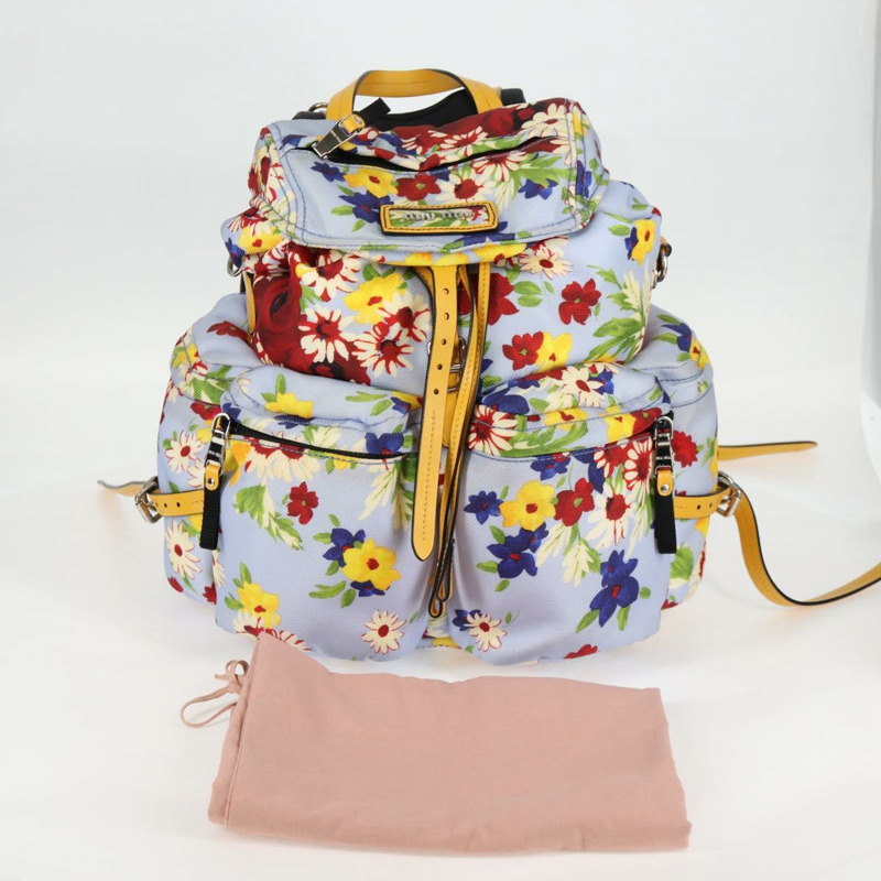 【日本直送】Miu Miu帆布雙肩包，淺藍/銀色，正品編號119229M-11