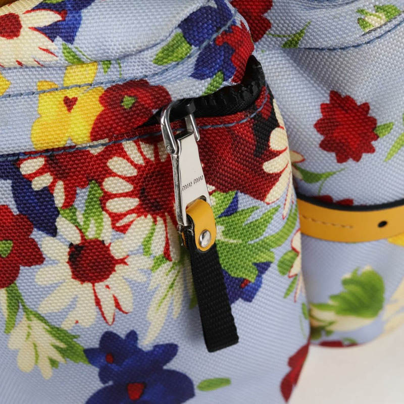 【日本直送】Miu Miu帆布雙肩包，淺藍/銀色，正品編號119229M-20