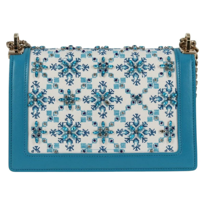 【日本直送】Miu Miu 鏈條單肩包 帆布皮革 藍色 金色 5BD083 正品 115233SM-1