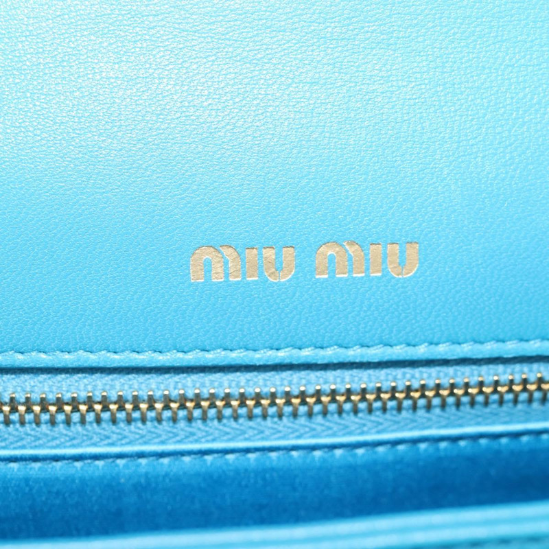【日本直送】Miu Miu 鏈條單肩包 帆布皮革 藍色 金色 5BD083 正品 115233SM-18