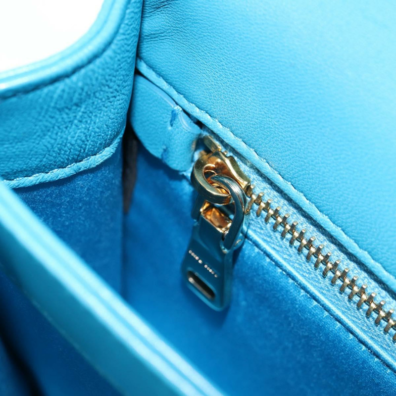 【日本直送】Miu Miu 鏈條單肩包 帆布皮革 藍色 金色 5BD083 正品 115233SM-21