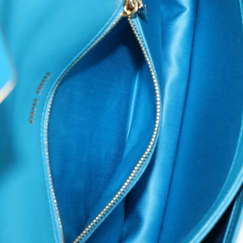 【日本直送】Miu Miu 鏈條單肩包 帆布皮革 藍色 金色 5BD083 正品 115233SM-22