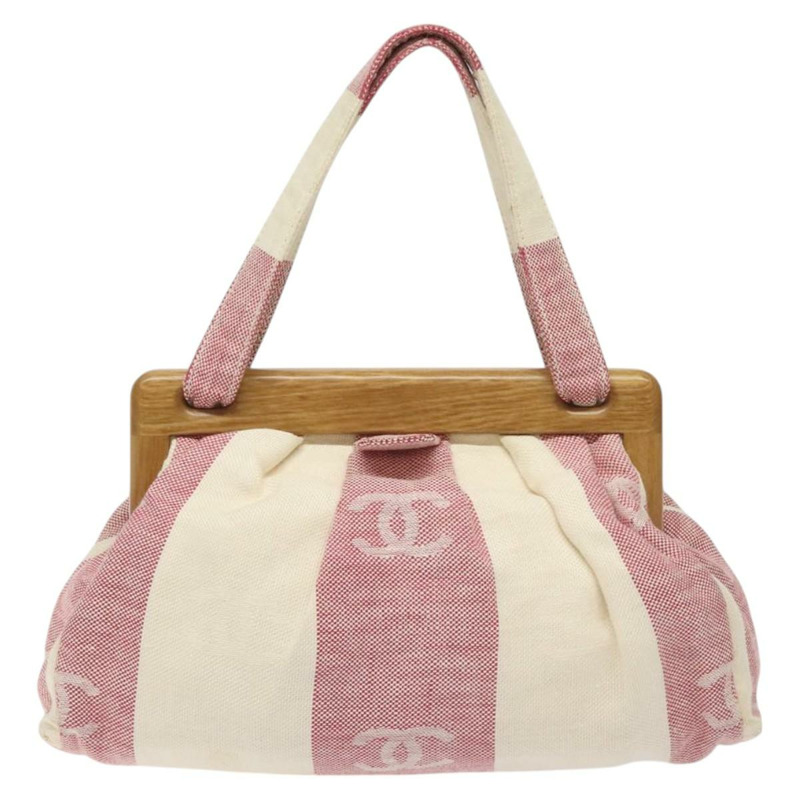 【日本直送】香奈兒帆布手袋 米色 金色 CC 標誌 正品 122428V-1