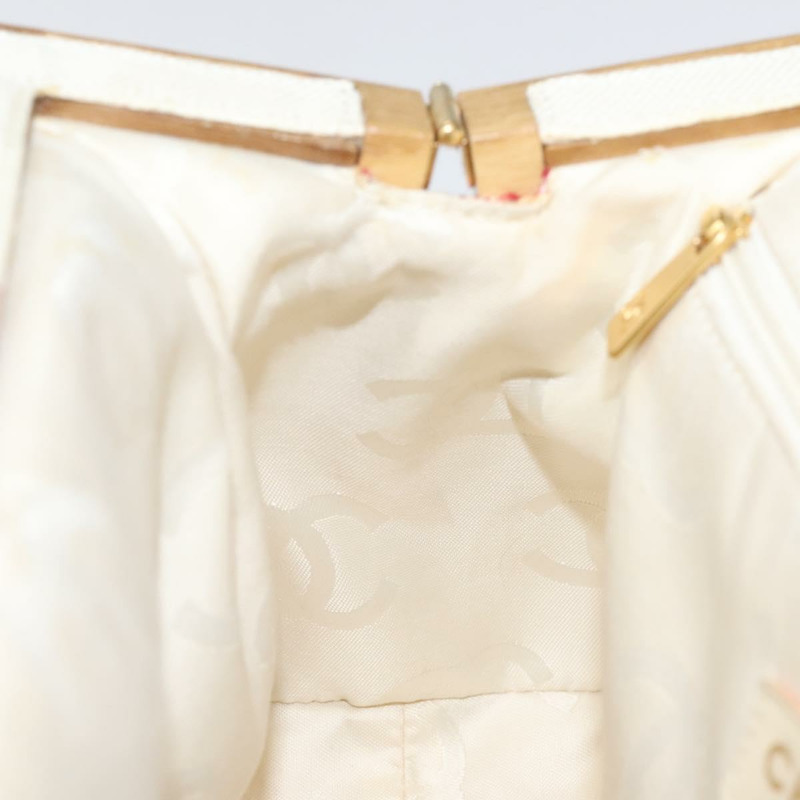 【日本直送】香奈兒帆布手袋 米色 金色 CC 標誌 正品 122428V-19