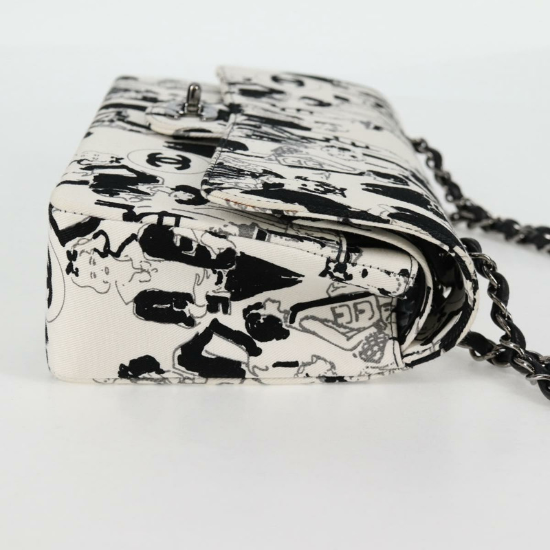 【日本直送】香奈兒鏈條單背包 帆布 白色 銀色 CC 標誌 正品 122423SM-3