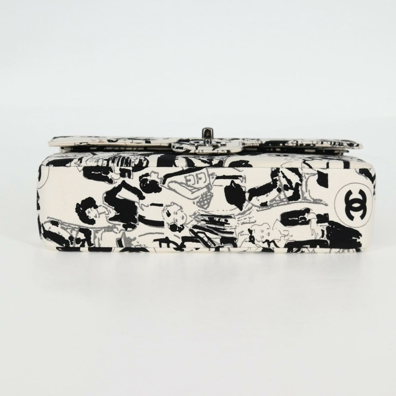 【日本直送】香奈兒鏈條單背包 帆布 白色 銀色 CC 標誌 正品 122423SM-4