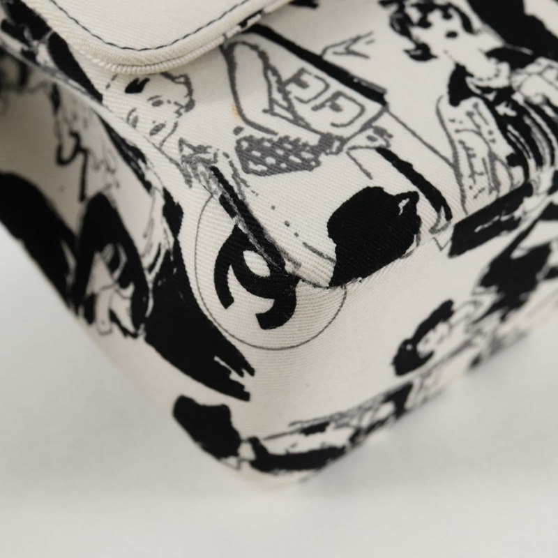 【日本直送】香奈兒鏈條單背包 帆布 白色 銀色 CC 標誌 正品 122423SM-7