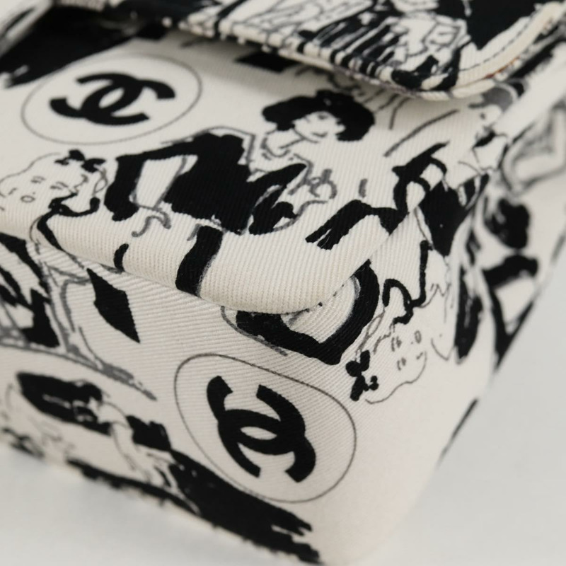 【日本直送】香奈兒鏈條單背包 帆布 白色 銀色 CC 標誌 正品 122423SM-14