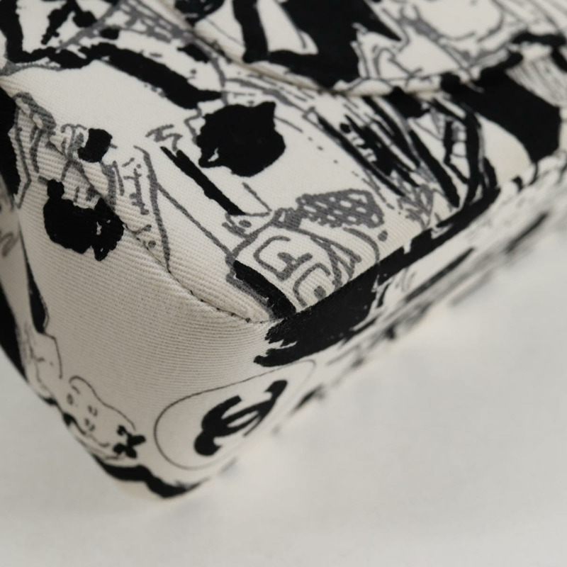 【日本直送】香奈兒鏈條單背包 帆布 白色 銀色 CC 標誌 正品 122423SM-15