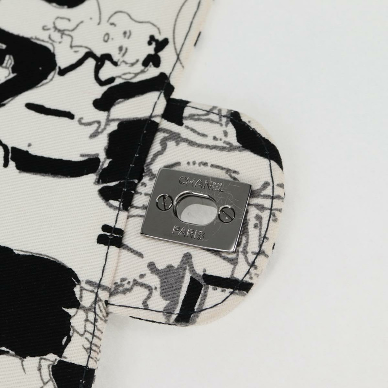 【日本直送】香奈兒鏈條單背包 帆布 白色 銀色 CC 標誌 正品 122423SM-18