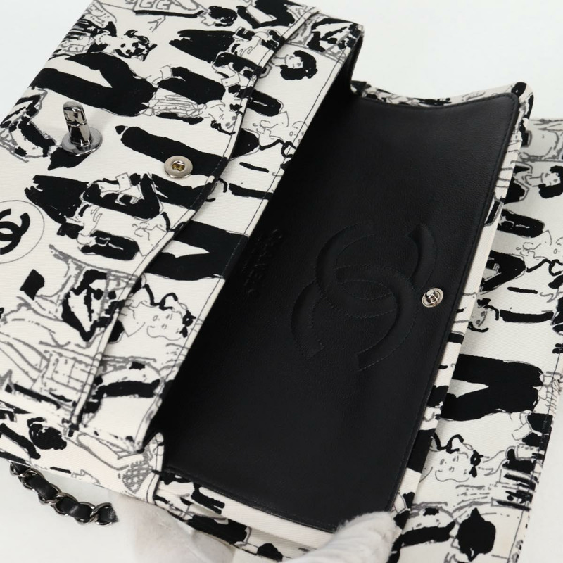 【日本直送】香奈兒鏈條單背包 帆布 白色 銀色 CC 標誌 正品 122423SM-19