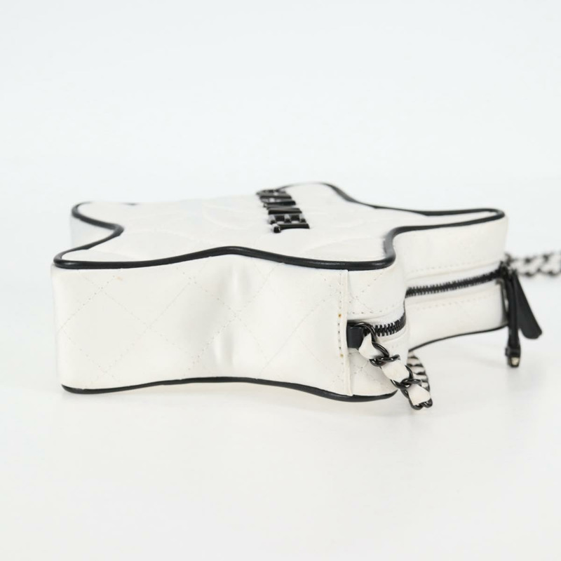 【日本直送】香奈兒星星鏈條單肩包緞面白金色 CC 正品 125991SM-3