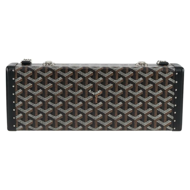 【日本直送】GOYARD 人字紋鏈單肩包 PVC 皮革 黑色 銀色 正品 115239SM-1