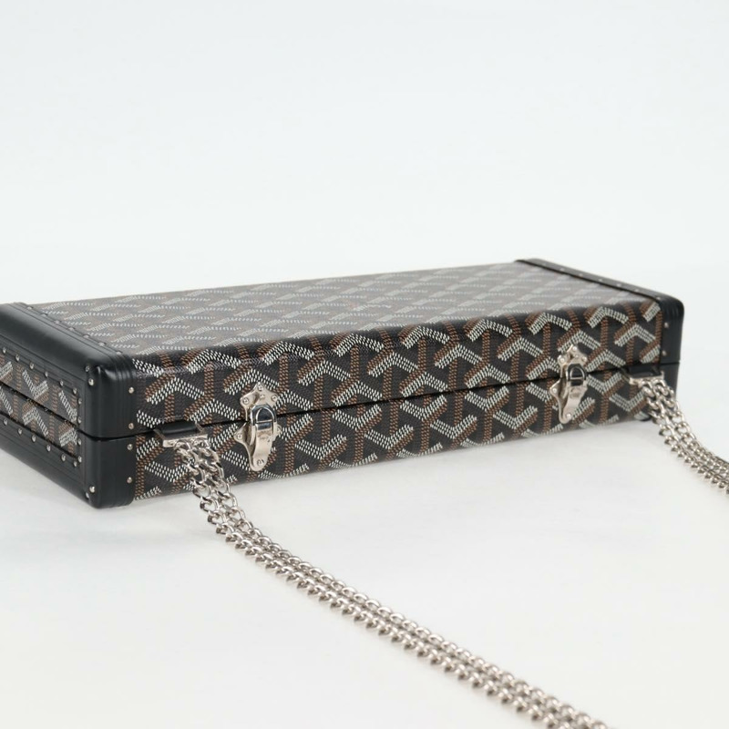 【日本直送】GOYARD 人字紋鏈單肩包 PVC 皮革 黑色 銀色 正品 115239SM-5