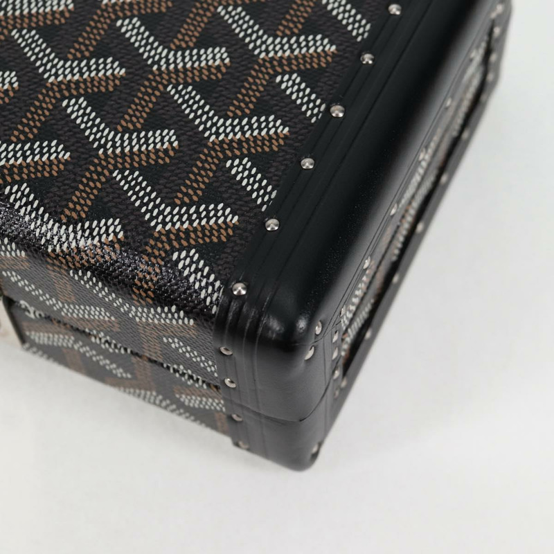 【日本直送】GOYARD 人字紋鏈單肩包 PVC 皮革 黑色 銀色 正品 115239SM-14