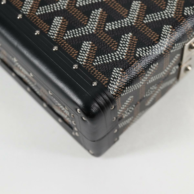 【日本直送】GOYARD 人字紋鏈單肩包 PVC 皮革 黑色 銀色 正品 115239SM-15