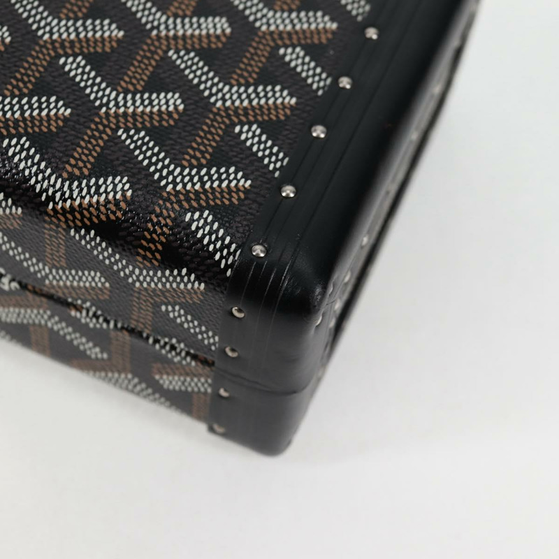 【日本直送】GOYARD 人字紋鏈單肩包 PVC 皮革 黑色 銀色 正品 115239SM-16