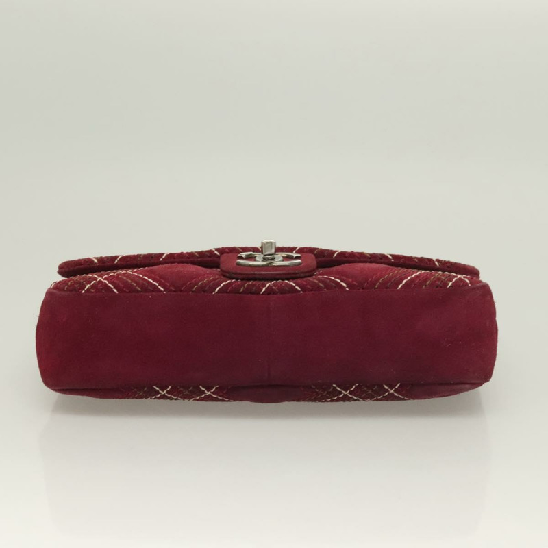 【日本直送】香奈兒 Wild Stitch 鏈條單肩包 絨面革 波爾多銀色 CC 正品 127259-4