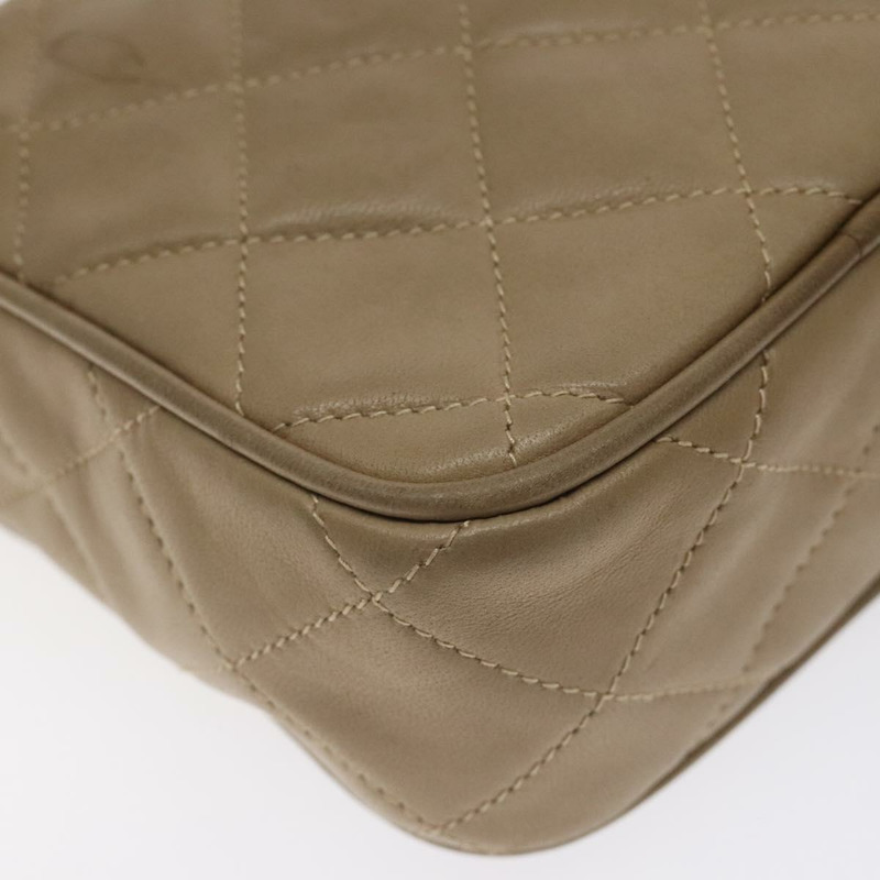 【日本直送】香奈兒 Matelasse 鏈條單肩包 小羊皮 米色金 CC 正品 127575-14