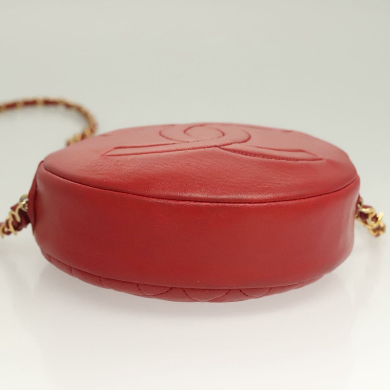 【日本直送】香奈兒鏈條單背包，羊皮材質，紅色，金色雙C標誌，正品編號127505-4