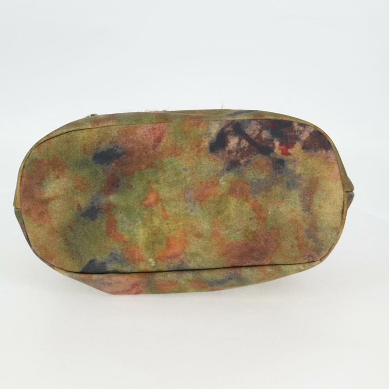 【日本直送】香奈兒刺繡塗鴉手袋 帆布皮革 卡其色 CC 標誌 正品 127134SM-4