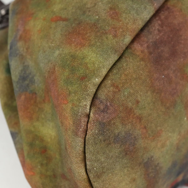 【日本直送】香奈兒刺繡塗鴉手袋 帆布皮革 卡其色 CC 標誌 正品 127134SM-15